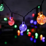 태양광 LED 100구 스노우볼 가랜드전구 루프탑 줄조명