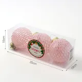 시스루 레이스 장식볼 3p(8cm) (핑크&실버그물)