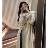 니트원피스 여자 루즈핏 라운드 롱 스웨터 트임 홈웨어