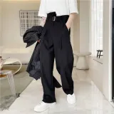 언발 벨트 핀턱 와이드 통슬랙스 팬츠