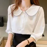 여름 셔츠 핀턱 카라 냉감 소재 블라우스