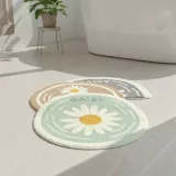 보들보들한 극세사 데이지 반달 발매트 현관 욕실 미끄럼방지 3색