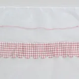 체크 커튼형 침대모기장 (150x200cm) (핑크)