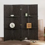 라탄 수납 4단 파티션(180cmx200cm) (다크브라운)