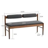 2인용 원목 등받이 벤치의자 (121cm) (브라운)