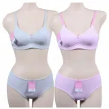 연한회색분홍색 와이어없는 스트라이프 B컵