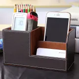 더베스트 가죽 데스크 오거나이저 책상정리함 브라운