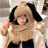 멍멍이 바라클라바 후드 머플러 귀달이 모자 목도리 세트