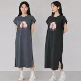 여성 프린팅 반팔 롱원피스 오버핏 루즈핏 캐주얼 데일리 원피스
