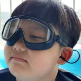 귀마개 일체형 스노쿨링 물안경 블랙
