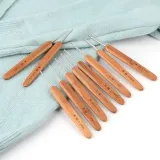 10P 원목 뜨개질 코바늘 세트 대나무코바늘모사용 코바늘세트 대나무코바늘