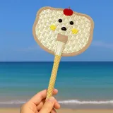 귀여운 표정 야생초 부채(곰돌이) 핸드메이드 손부채
