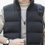 남자 하이넥 패딩 조끼 민소매 레이어드 겨울