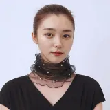 모자 망사 워머 진주 목주름 가리개 스카프