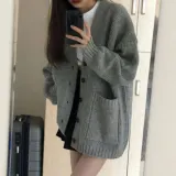 가디건 루즈핏 니트 여성 가을 겨울 오버핏 단추 점퍼