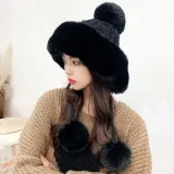 여성 방한 비니 털모자 겨울 스키 보드 귀마개 니트 방울 모자