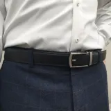페이크 핀버클 가죽 자동 벨트 블랙