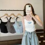 여성 슬림핏 브라탑 코르셋 절개 라인 링 스트랩 캡나시