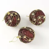 초코브라운 글리터 장식볼 3p(8cm) (별라인회오리)