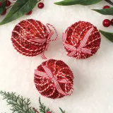 루비레드 글리터 장식볼 3p(8cm) (리본끈회오리)