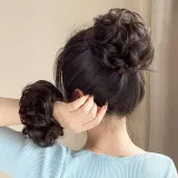인모 올림머리 곱창밴드 가발(파마머리) (브라운)