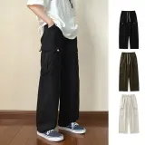 카고바지 면 와이드팬츠 남자 밴딩 유틸리티 포켓 3색