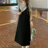 뷔스티에 반팔 롱 원피스