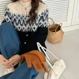 겨울 니트 가디건 여성 노르딕 패턴 외투 3가지 색상