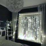 300구 투명선 LED 커튼 백색 지니전구 2mx2m