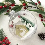 스노우 투명 장식볼(15cm) (화이트루돌프)