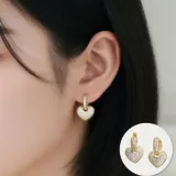 데일리 큐빅 하트링 원터치 귀걸이 러블리 미니멀코디
