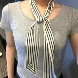 모자 롱스카프 쁘띠 스카프 스트라이프 보리