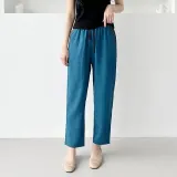 엣지 라인 인견 일자바지 여름 허리밴딩 9부 통바지