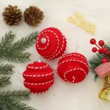 핫레드 패브릭 장식볼 3p(8cm) (볼록큐티)