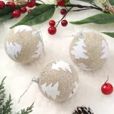 샴페인골드 글리터 장식볼 3p(8cm) (반짝이트리)
