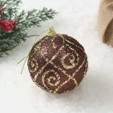 초코브라운 글리터 장식볼 3p(8cm) (다이아윈드)