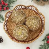 로열골드 글리터 장식볼 3p(8cm) (더블라인)