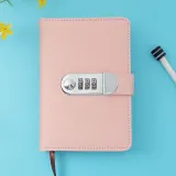 레더 비밀번호 다이어리형 수첩(핑크) 유선노트