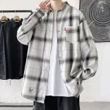 체크 남방 셔츠 남녀공용 긴팔 상의