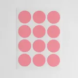 25mm 컬러 원형스티커 12매세트(핑크)/ 분류스티커