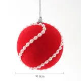핫레드 패브릭 장식볼 3p(8cm) (진주회오리)