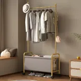 수납 바구니 이동식 행거 80cm (골드프레임)
