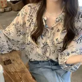 플라워 패턴 가든 꽃무늬 여성 셔츠 블라우스