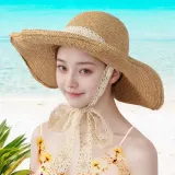 릴리안 리본 비치모자/ 여성 밀짚모자