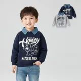남아 아동 어린이 곰돌이 셔츠 카라 탈부착 긴팔 맨투맨