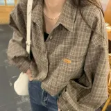 루즈핏 데일리 빈티지 여성 체크 셔츠