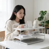 데스크랙 2단 테이블선반 책상 레이어드 적층 조절 거치대 수납대 사무용