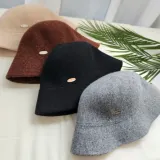 여성 겨울 모직 금속장식 벙거지 버킷햇 모자