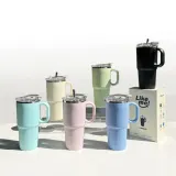 손잡이 스텐 사무실 머그컵 텀블러 빨대포함 600ml LM-0922