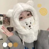 곰돌이 방한 워머 털모자 3color / 후드 뽀글이 양털모자